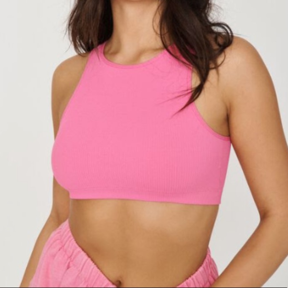 Garage Ribbed Pink Crop Top